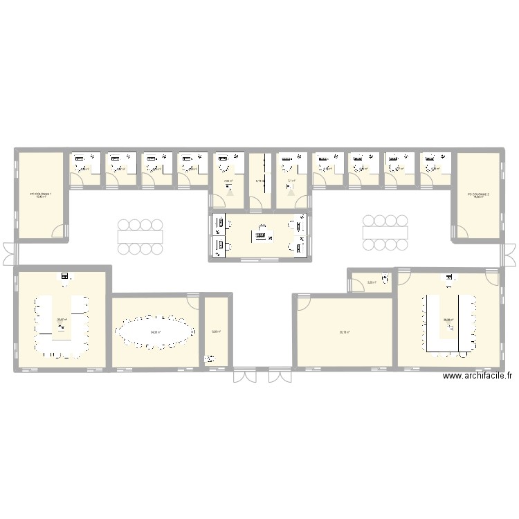 Simulateur V1. Plan de 20 pièces et 231 m2