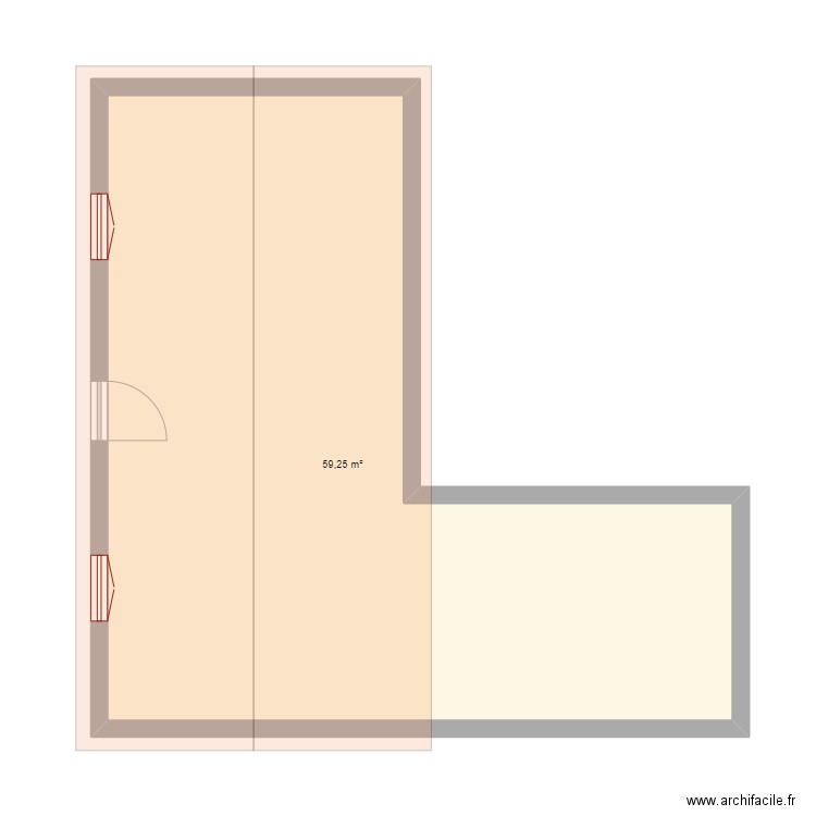 extension Chavane. Plan de 1 pièce et 59 m2