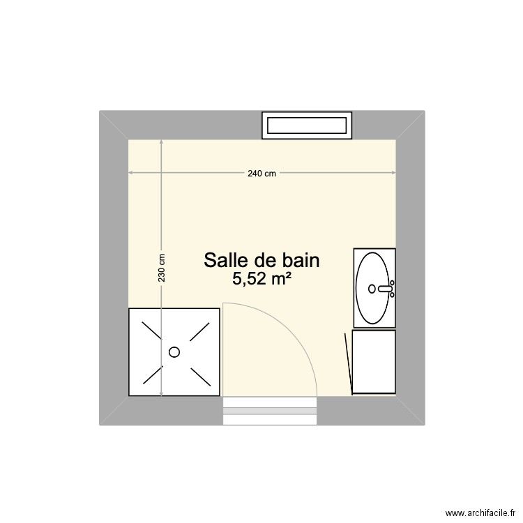 salle bain étage 2. Plan de 1 pièce et 6 m2