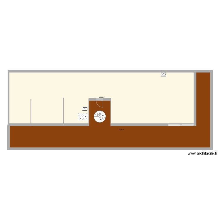 etage guinguette. Plan de 2 pièces et 202 m2