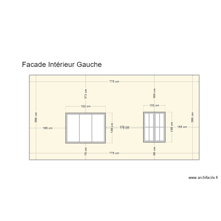 Façade 1. Plan de 1 pièce et 30 m2