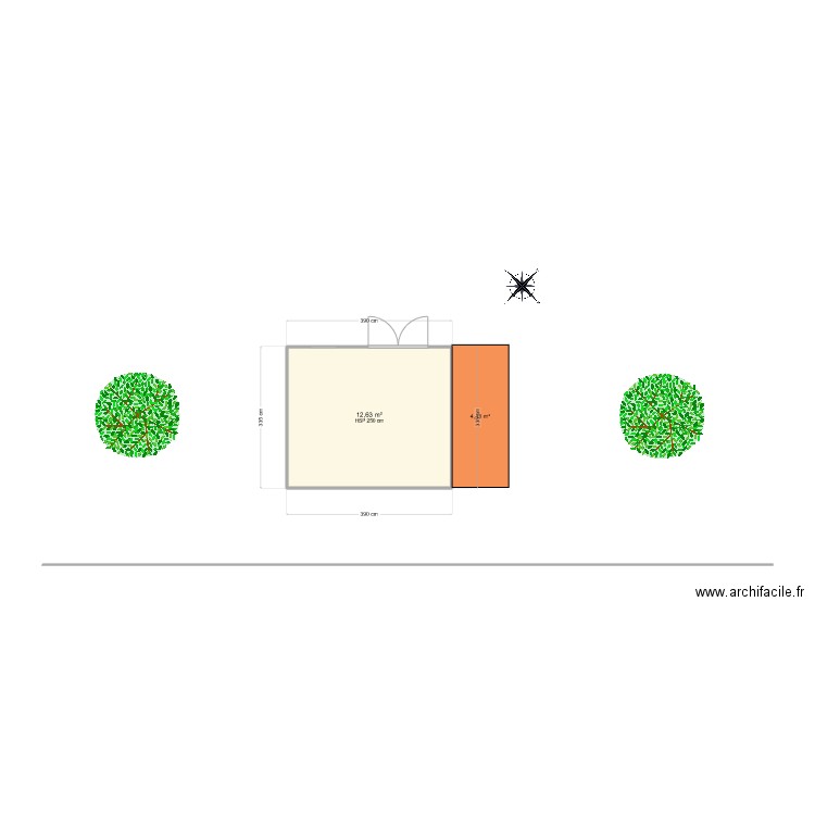 ancien abris jardin. Plan de 1 pièce et 13 m2