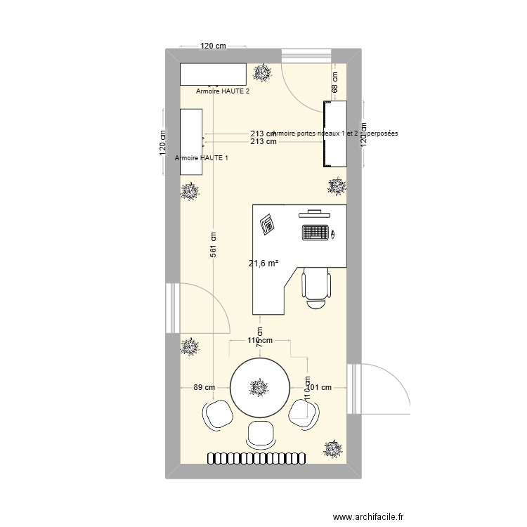 AMENAGEMENT BUREAU JOSE PROJET 2. Plan de 1 pièce et 22 m2