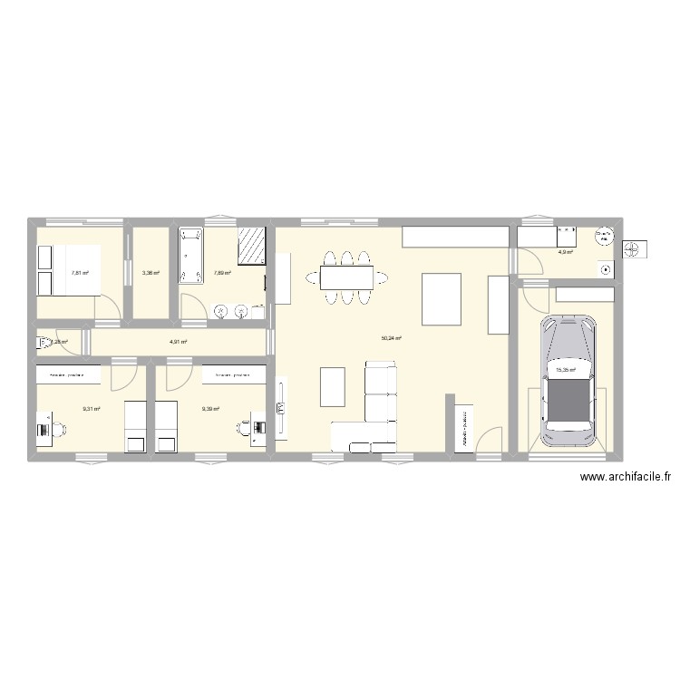 Type Maison. Plan de 10 pièces et 114 m2