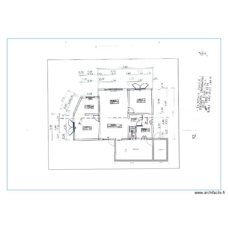 Vue en plan. Plan de 1 pièce et 5 m2