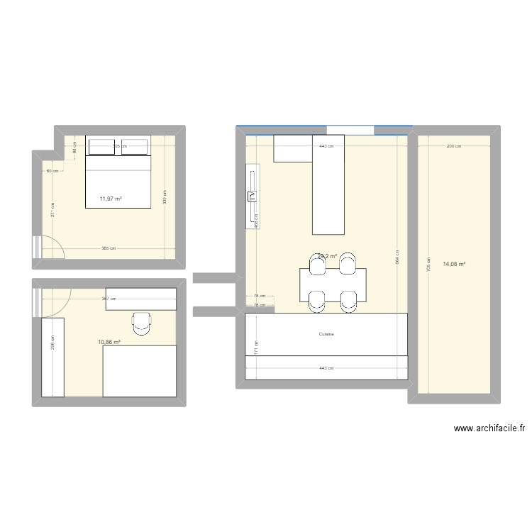 maison. Plan de 4 pièces et 66 m2