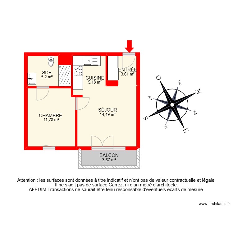 BI 24202. Plan de 8 pièces et 56 m2