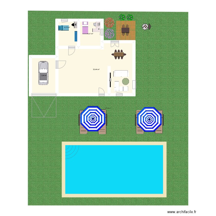 maison moderne. Plan de 4 pièces et 47 m2