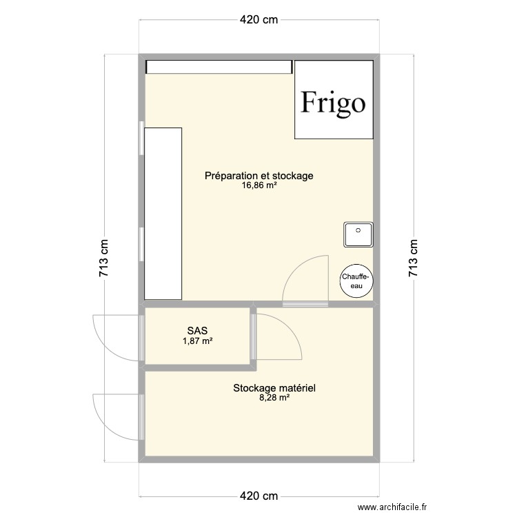 Projet labo. Plan de 3 pièces et 27 m2