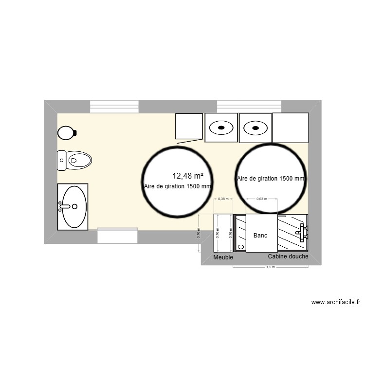 ERG786 plan. Plan de 1 pièce et 12 m2