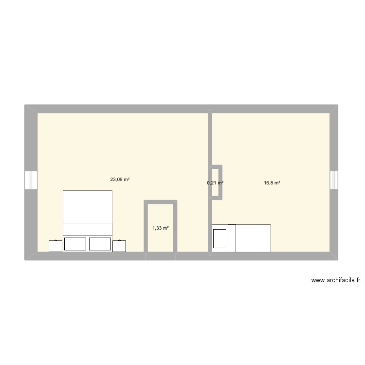 Grenier maison msm. Plan de 4 pièces et 41 m2