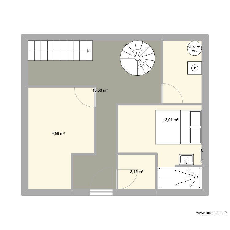 chalet. Plan de 4 pièces et 40 m2