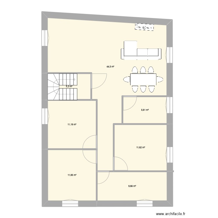 Plan appartement cours 2e. Plan de 7 pièces et 100 m2