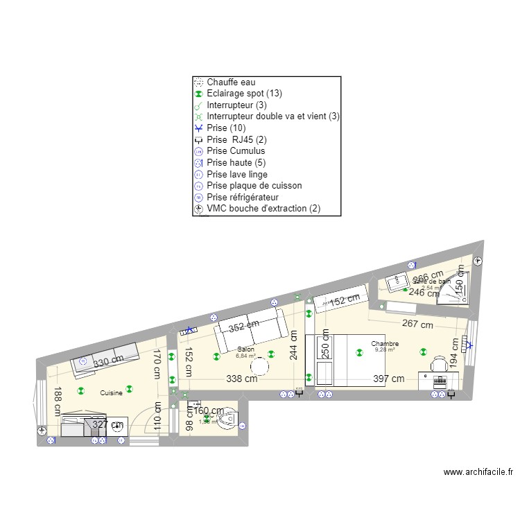 Maud Bouhali. Plan de 5 pièces et 28 m2