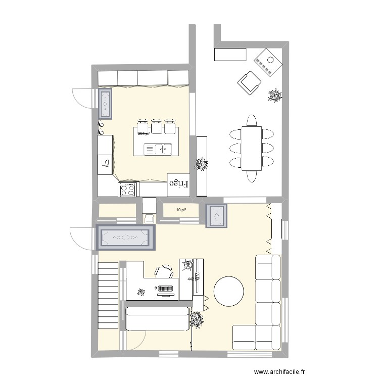 1e étage x20. Plan de 3 pièces et 61 m2