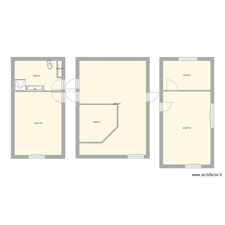 1er étage. Plan de 7 pièces et 96 m2