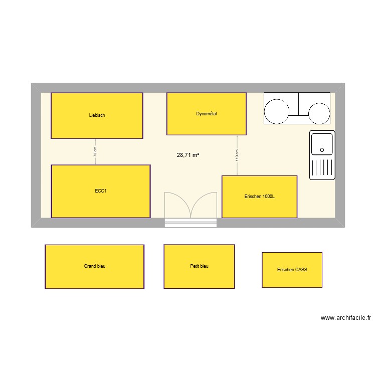 Aménagement Royallieu. Plan de 1 pièce et 29 m2