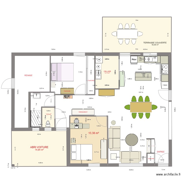 MAISON VERSION 2. Plan de 5 pièces et 54 m2