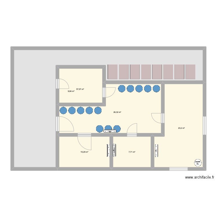 Miellerie. Plan de 6 pièces et 134 m2