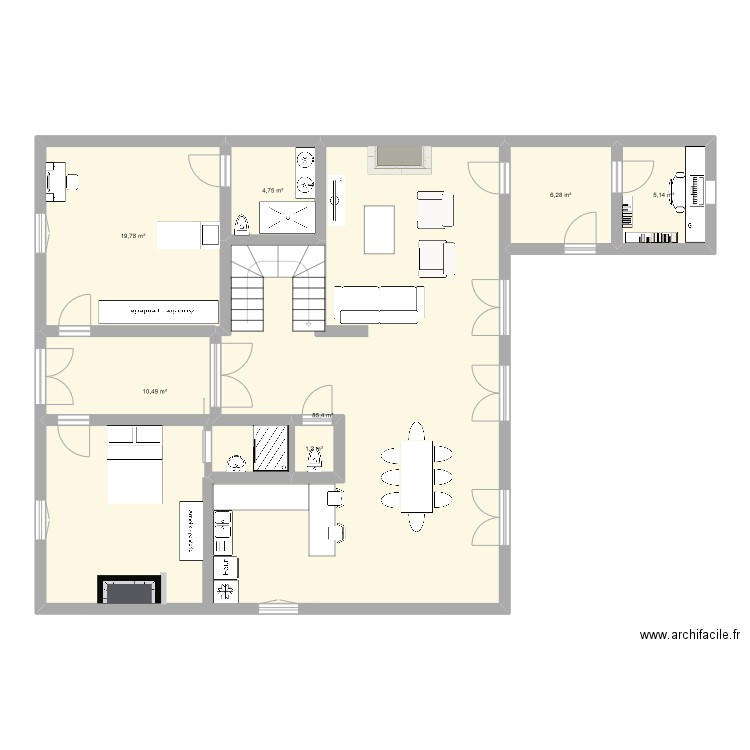 rdc 1. Plan de 7 pièces et 133 m2