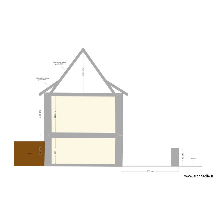 Plan coupe Initial. Plan de 2 pièces et 21 m2