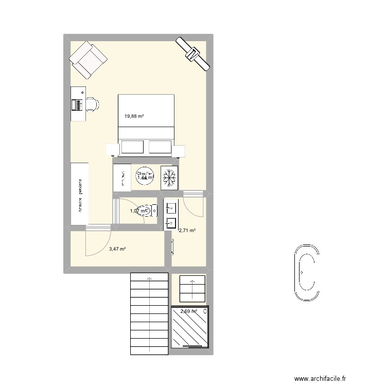 Suite terrass3. Plan de 6 pièces et 31 m2