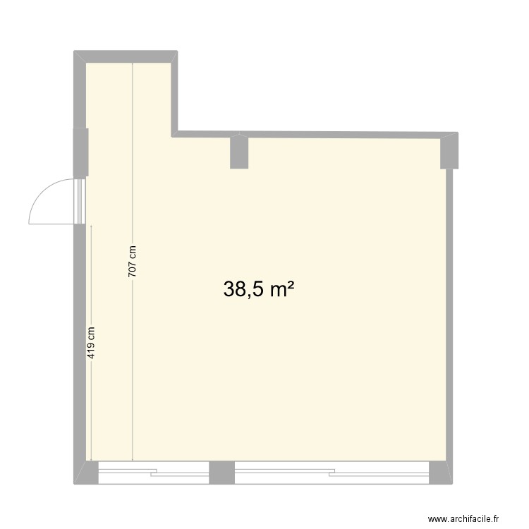 Studio model. Plan de 1 pièce et 39 m2