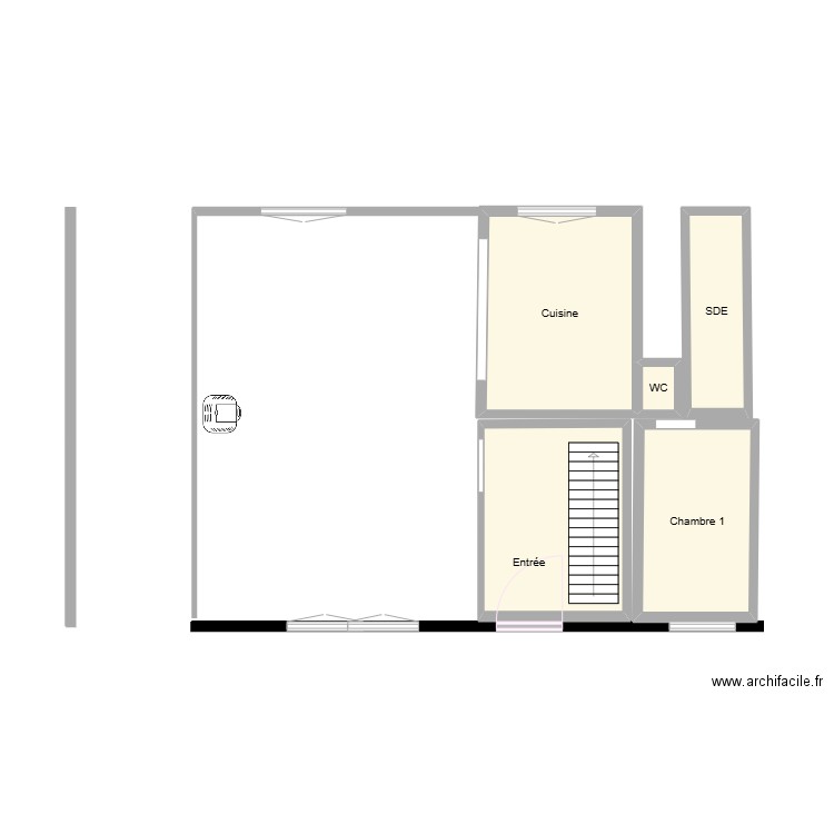 magara rdc. Plan de 5 pièces et 17 m2