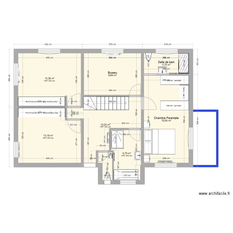 romilly-etage1-projet-4. Plan de 7 pièces et 74 m2