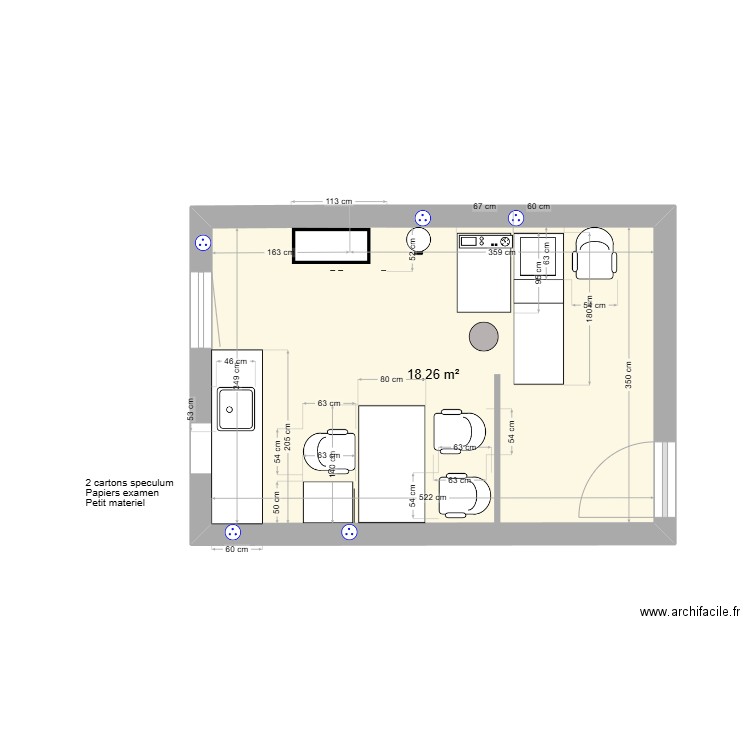 SF2 maison médicale version 2. Plan de 1 pièce et 18 m2