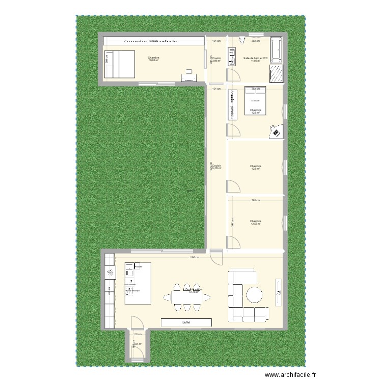 maison. Plan de 9 pièces et 147 m2