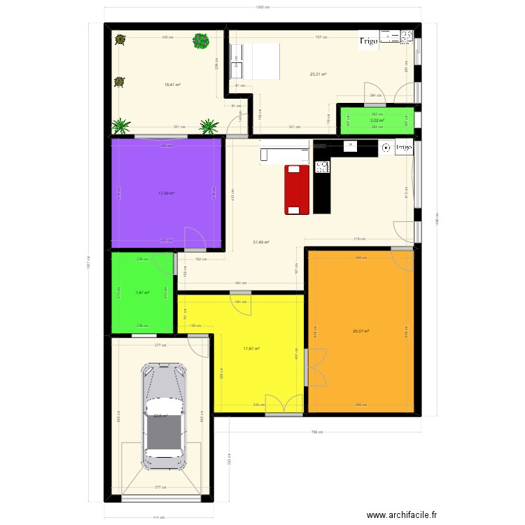 Kharouba 3. Plan de 9 pièces et 173 m2