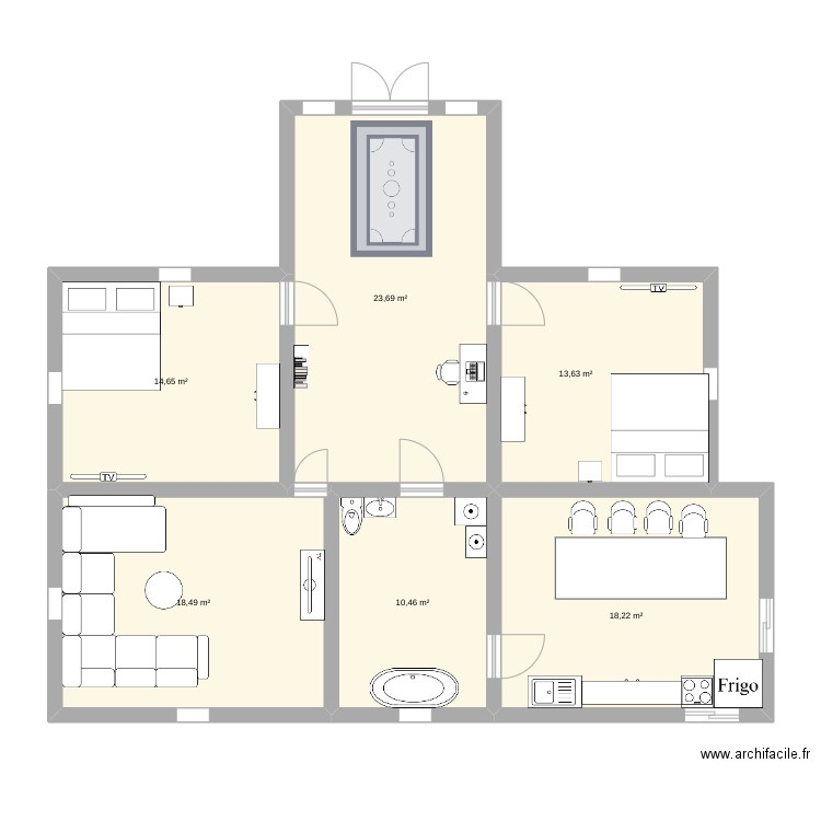 maison. Plan de 6 pièces et 99 m2