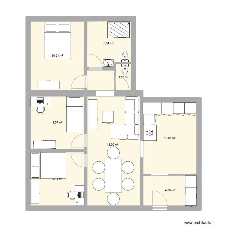 plan benoit. Plan de 8 pièces et 67 m2