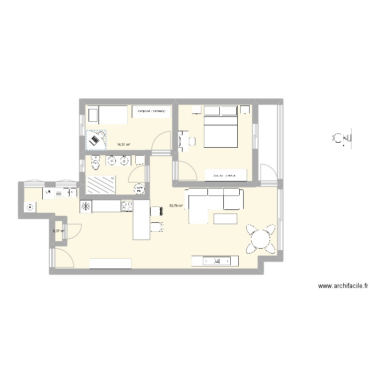 Apartamento. Plan de 3 pièces et 68 m2