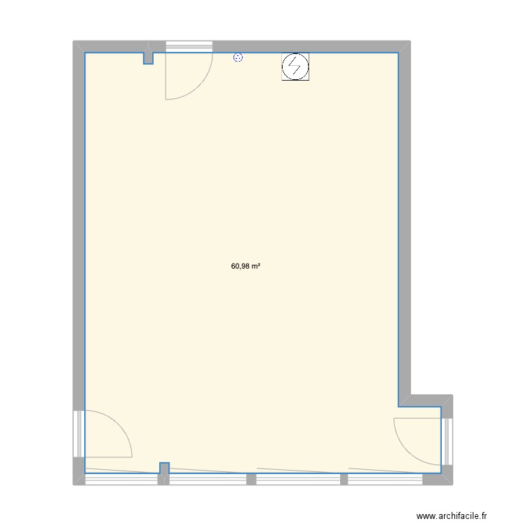 stickeuse. Plan de 1 pièce et 61 m2