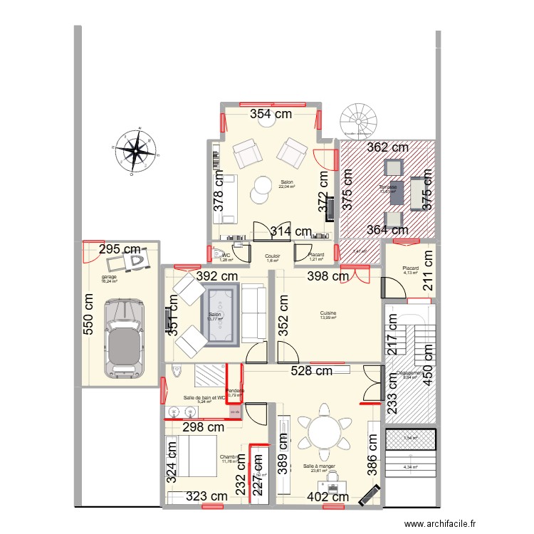 PAIX ETAGE 0 / C - DEFINITIF VARIANTE MEUBLE. Plan de 18 pièces et 149 m2