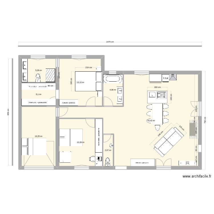 maison_cenon_3. Plan de 8 pièces et 110 m2