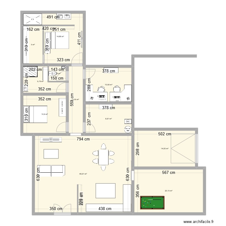 maison 1. Plan de 11 pièces et 149 m2