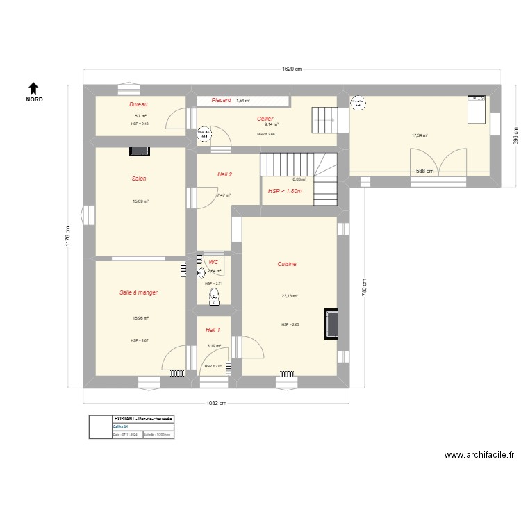 Logement FAUCON - Maison B - RDC. Plan de 18 pièces et 183 m2