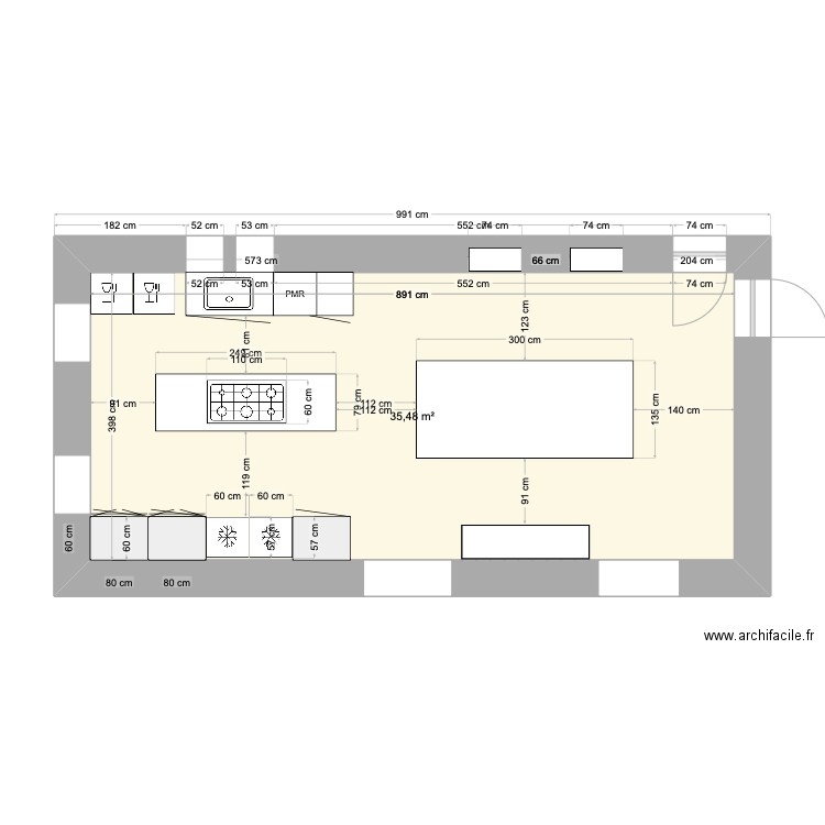 Cuisine Resaurie 4. Plan de 1 pièce et 35 m2