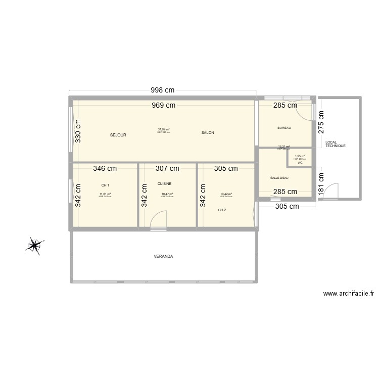 PLAN ROSSI. Plan de 6 pièces et 79 m2