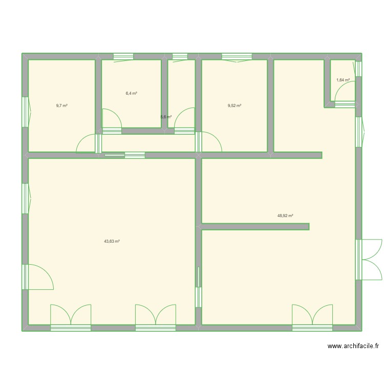 escoulière. Plan de 7 pièces et 125 m2