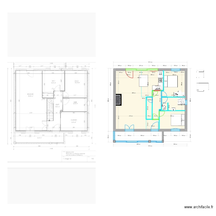 Pied de la Chèvre Projet II. Plan de 1 pièce et 76 m2