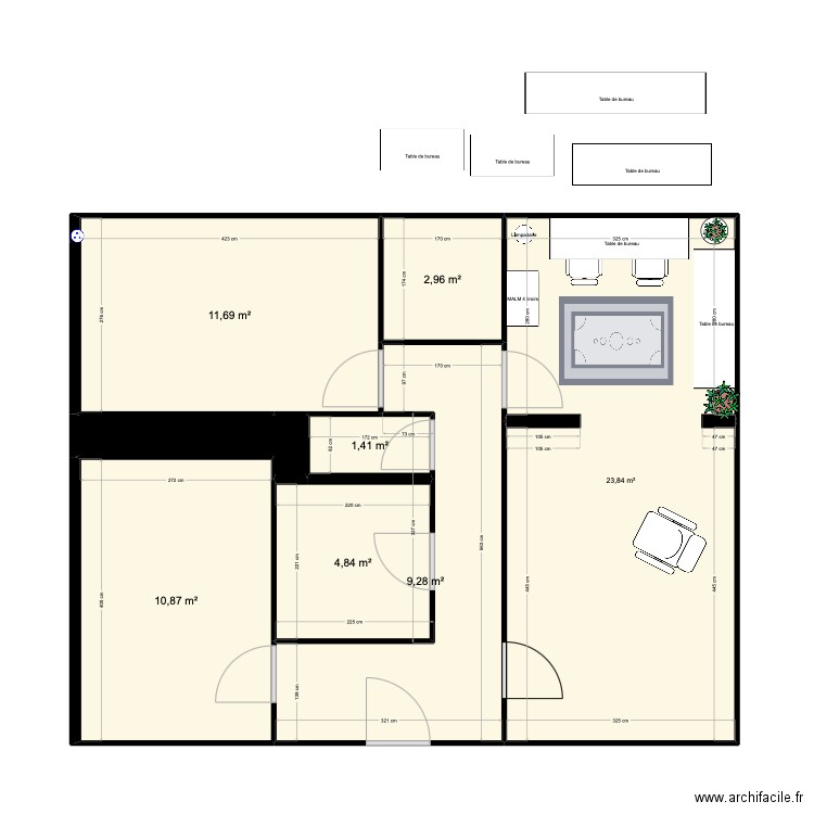 DG2. Plan de 9 pièces et 67 m2