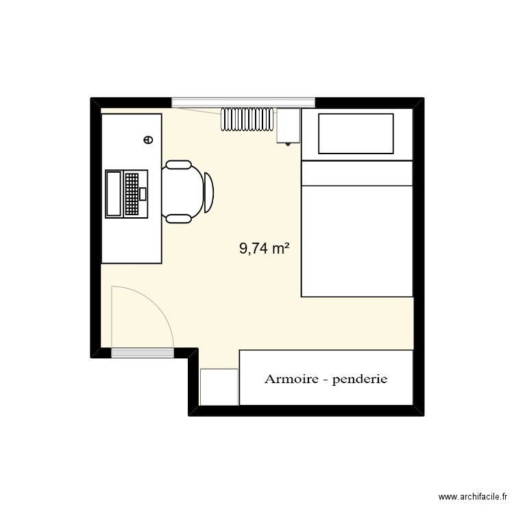 chambre nino. Plan de 1 pièce et 10 m2