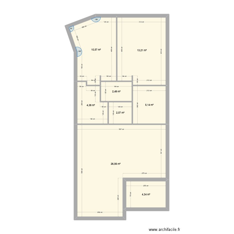 CERGY-V0.9. Plan de 8 pièces et 69 m2