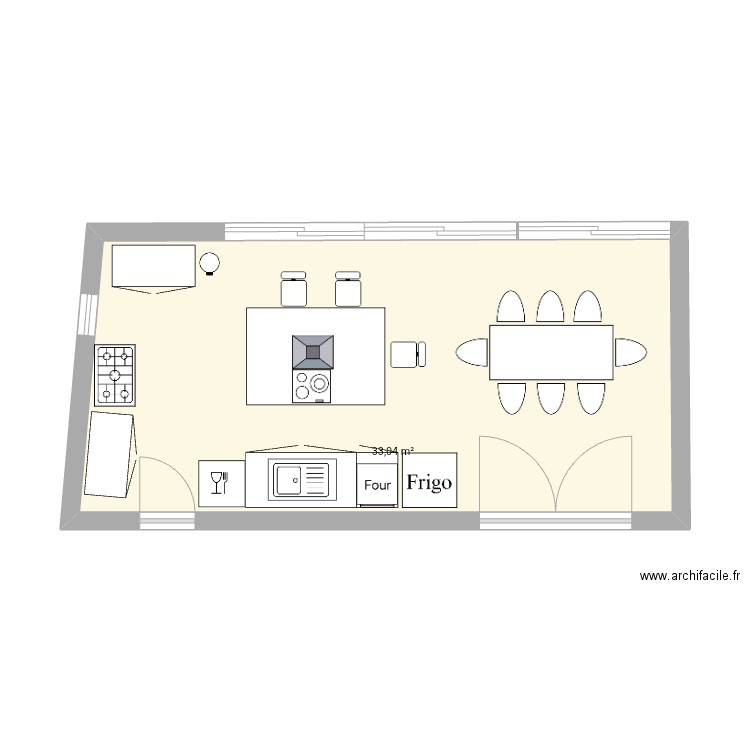 Cuisine Jan 25. Plan de 1 pièce et 33 m2