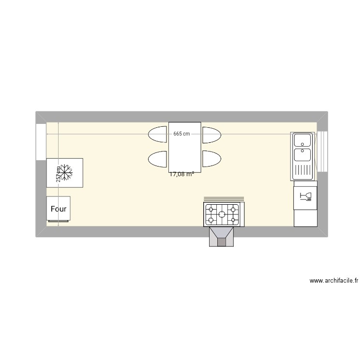 CUISINE. Plan de 1 pièce et 17 m2