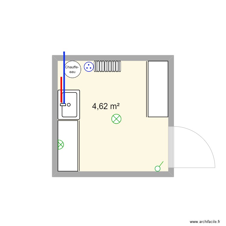 infirmerie. Plan de 1 pièce et 5 m2